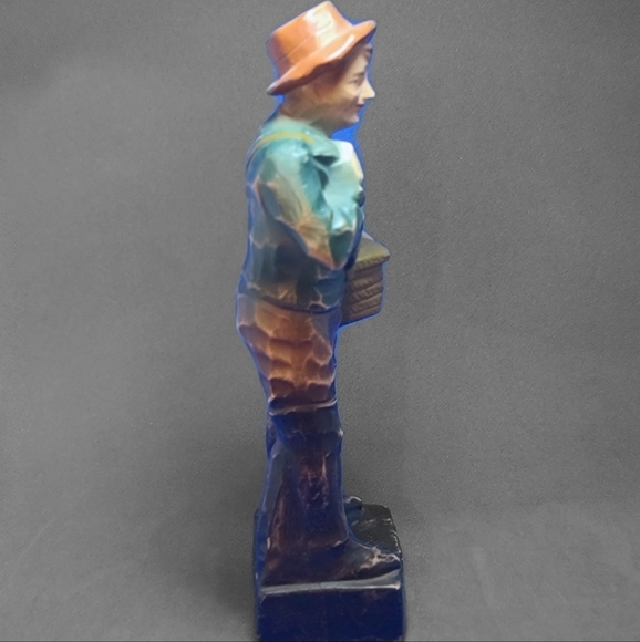 Vintage German Hand Carved & Painted Wood Figurine Fisherman - Picture 10 of 10